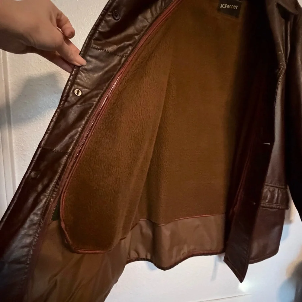 Vintage 70’s Leather Jacket Car Coat Dark Brown Size 40